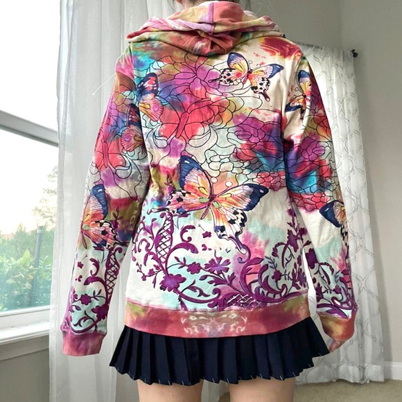 Y2K tie dye butterfly sequined hoodie - Picture 4 of 4